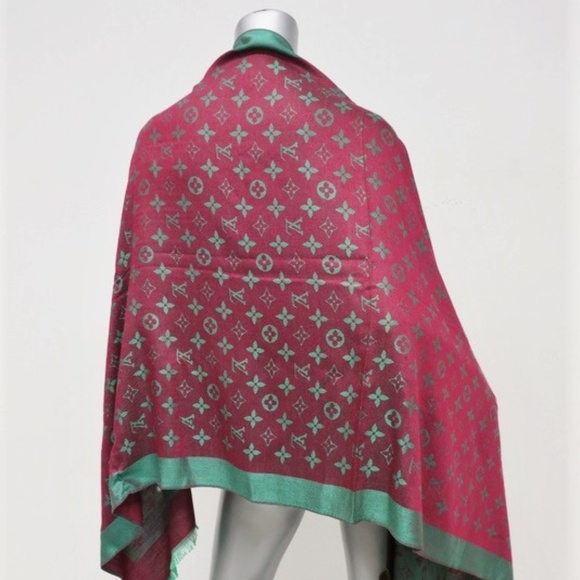 Louis Vuitton Accessories - Louis Vuitton Monogram Scarf Red/Aqua Wool-Blend